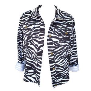 Metro Blues Zebra Animal Print Denim Jacket